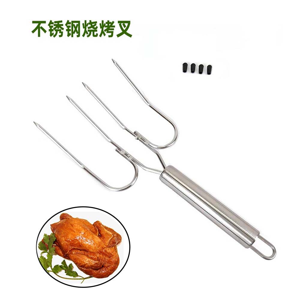 直销 不锈钢线管柄烤鸡叉 大号火鸡叉 烤羊叉户外烧烤工具
