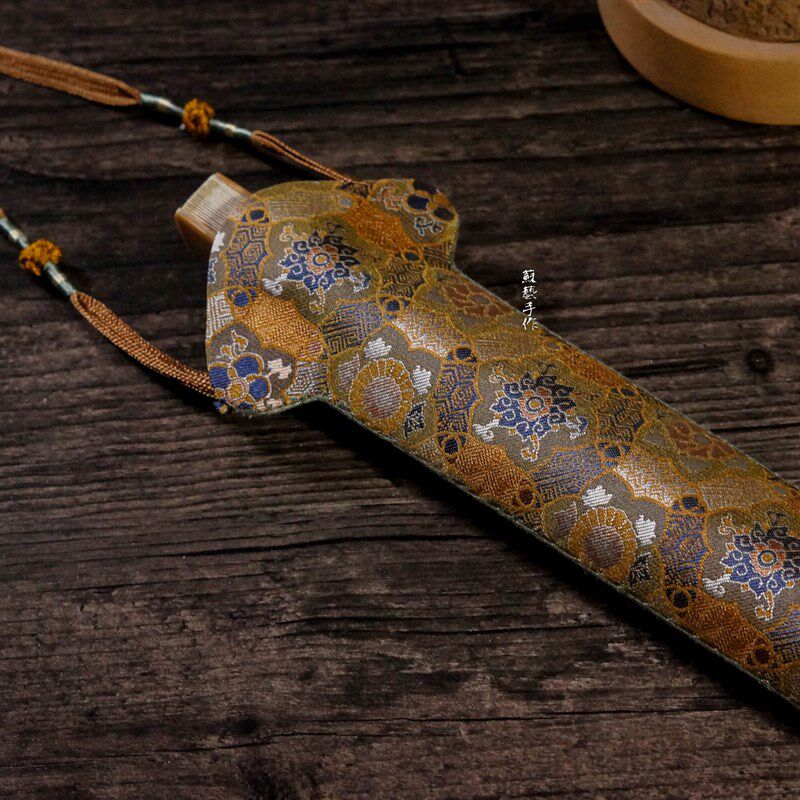 盘绦四季花卉纹宋锦扇套 全真丝宋锦扇套 纯手工缝制苏工折扇适用