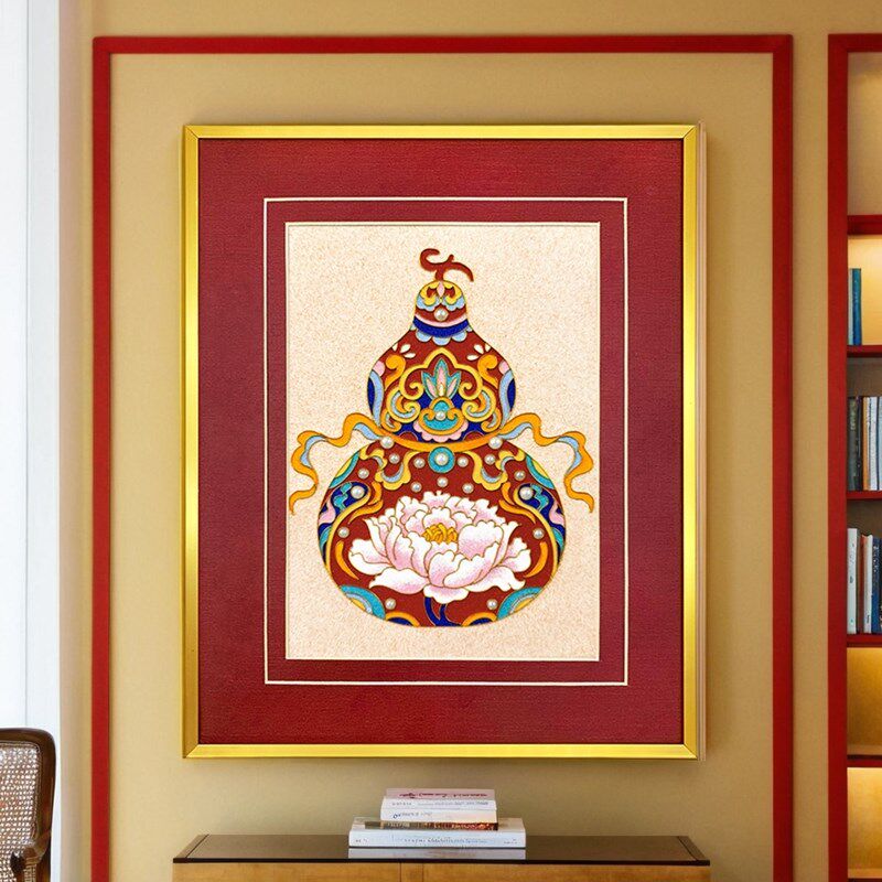 福禄牡丹葫芦景韵阁掐丝珐琅diy材料包 非遗手工礼物成品装饰画