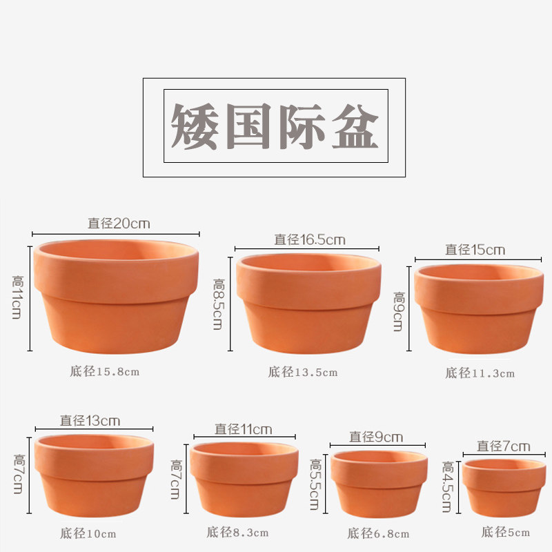 整箱包邮红陶花盆多肉植物花盆陶瓷花盆土瓦盆圆形国际盆厂家直销