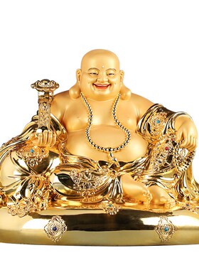台湾珐琅纯铜弥勒佛佛像大肚笑佛家用供奉弥勒佛菩萨神像招财摆件