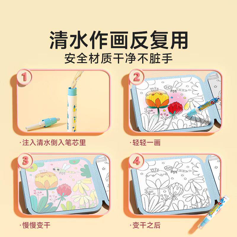 超级爆款 儿童水画本全套2本清水涂色绘画本反复涂鸦幼儿园宝宝男