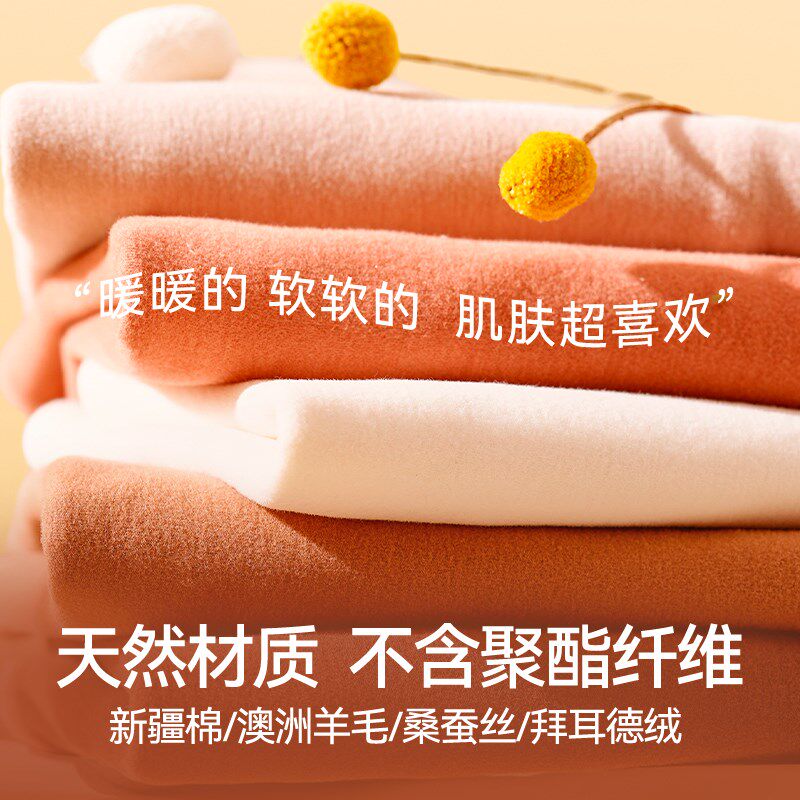 简云羊毛蚕丝发热衣女加绒开衫妈妈秋衣中老年德绒发热上衣冬季