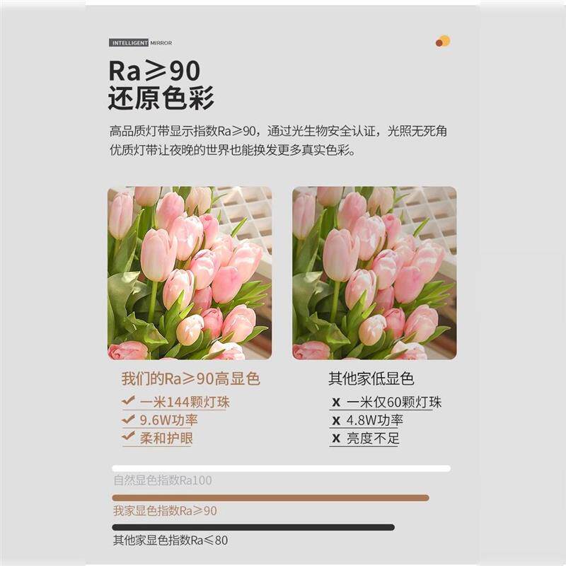 充电款壁挂穿衣镜智能带灯LED灯镜家用挂墙式全身镜衣帽间试衣镜