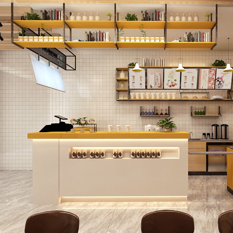 奶茶店收银柜台创意简约冷饮店吧台小型前台接待台商用吧台柜