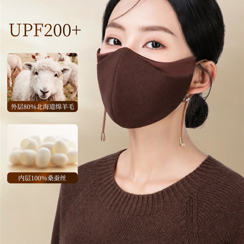 羊毛保暖口罩冬季女高颜值2025新款防风防寒双层护脸防晒骑行面罩