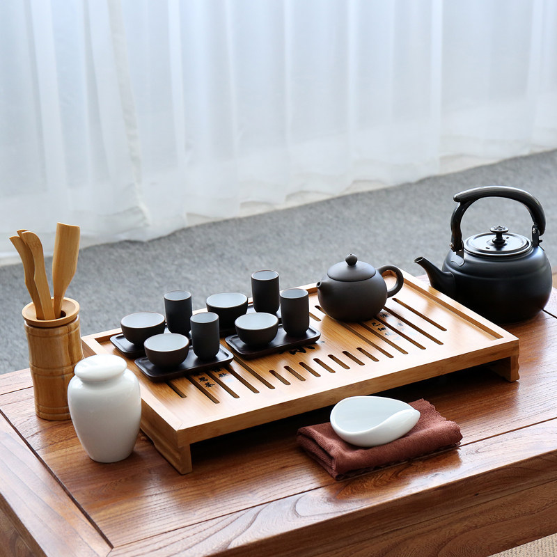 乌龙茶茶艺教学茶具竹制茶台茶托双层茶盘储水茶海培训考试专用