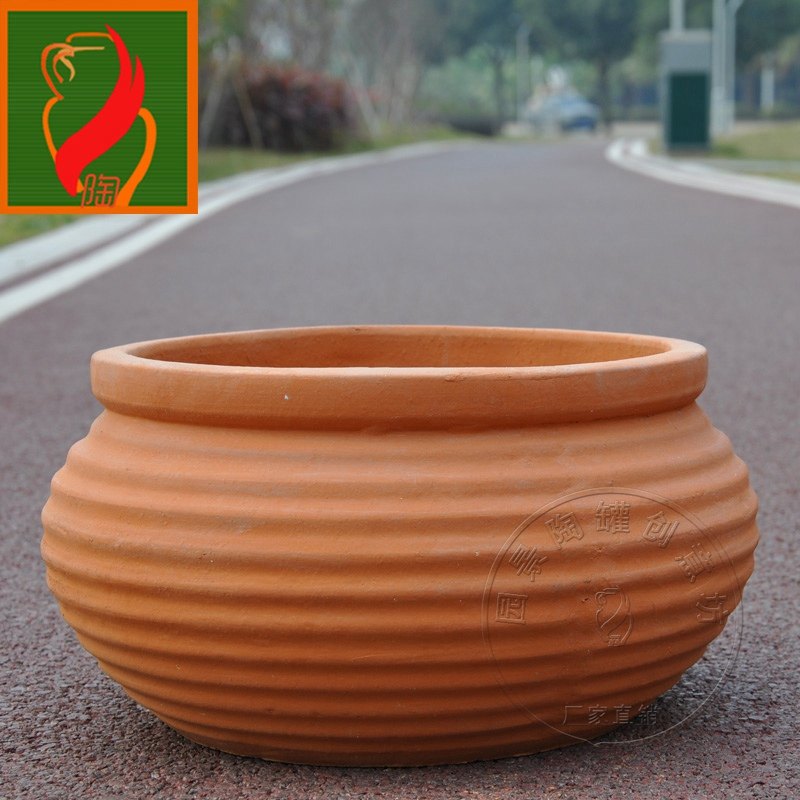 园艺红陶土花盆景观陶罐欧式大口陶瓷花瓶阳台别墅粗陶特大号摆件