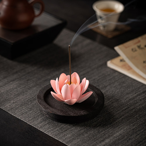 纯手工陶瓷莲花线香香插香炉
