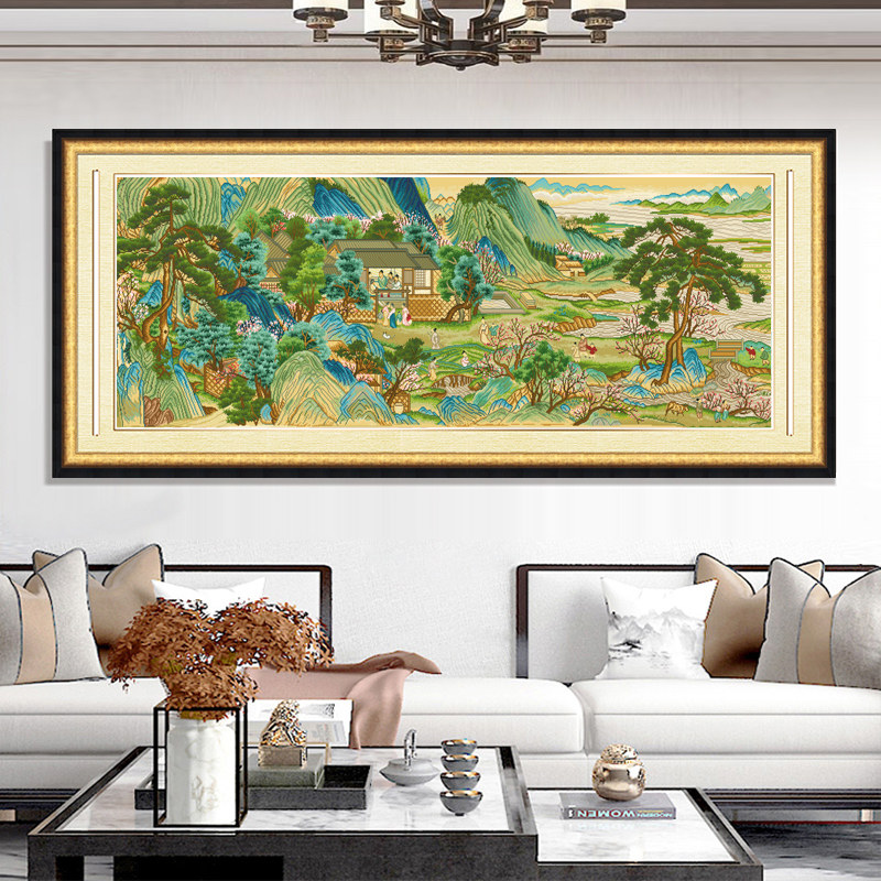 桃源图十字绣2021新款线绣山水名画客厅满绣大气风景画自己手工绣
