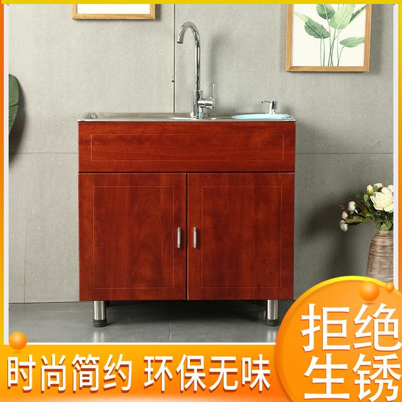 简易橱柜304不锈钢水槽双槽单槽厨房洗菜盆洗碗盆厨房水槽带柜子