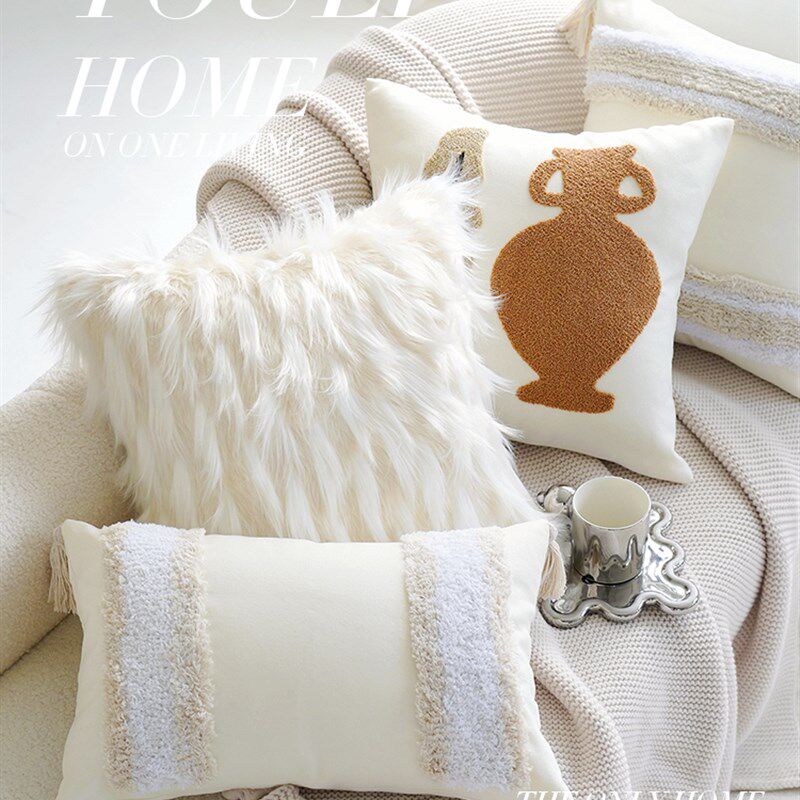 卡萨棕色覆古奶油无障碍豪华客厅沙发枕套法国米色中世纪靠垫高端