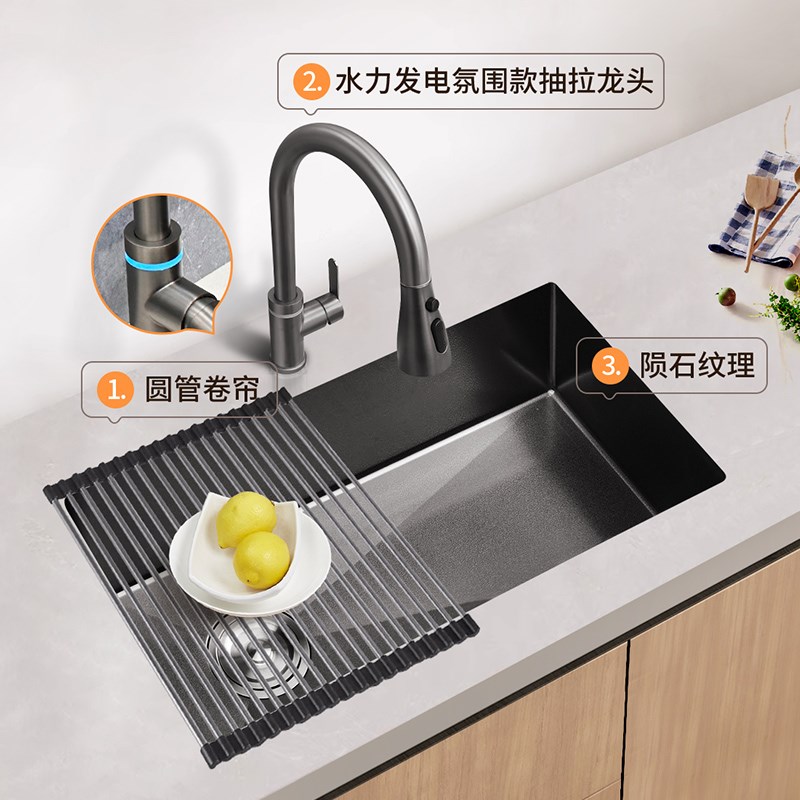韦普304不锈钢厨房手工水槽大单槽洗菜盆套餐无缝台上下洗碗水池