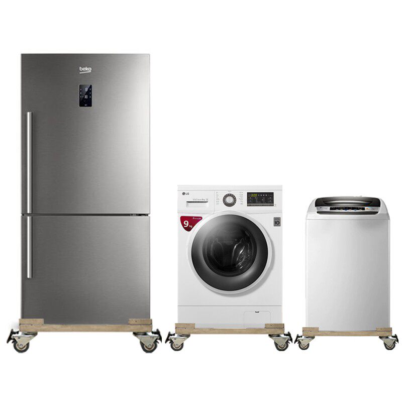 新品不锈钢可移动冰箱底座洗衣机钢板脚架万向轮通用型托架置物架