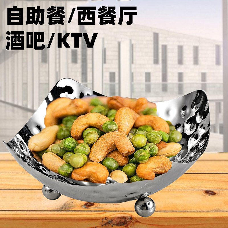 晋厨不锈钢方形尖角锤点果盘锤印果盆果盘酒店自助餐KTV糖果刺身