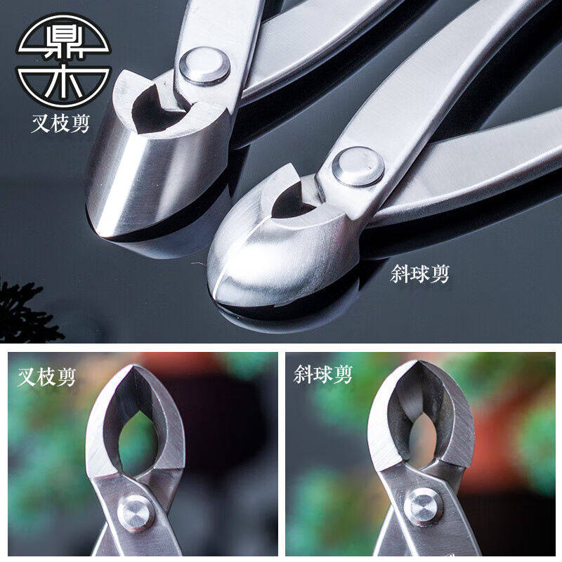 鼎木叉枝剪斜口斜球钳盆景修剪造型专用工具不锈钢制作枝剪刀英迈