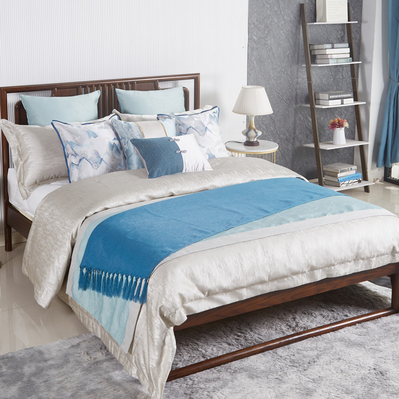 展厅样板间 家具配套床品 新中式新古典实木 高档软装床品多件套