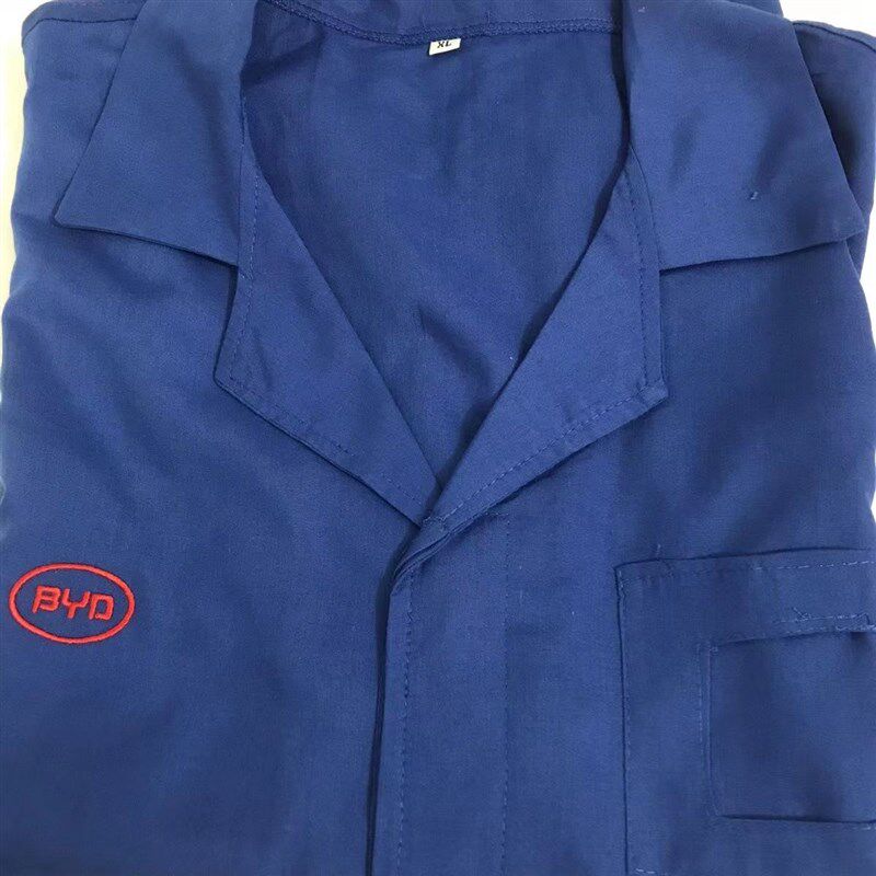 比亚迪车间工作服夏季蓝领红领车间厂服比亚迪蓝色工衣短袖