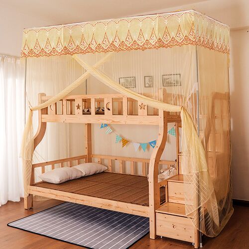 蚊帐子母床含伸缩支架梯形上下铺儿童床一体式高低床双层加密家用