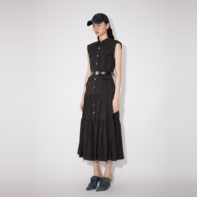 REVAN芮范新品设计师款酷感黑色无袖连衣裙RM31101237