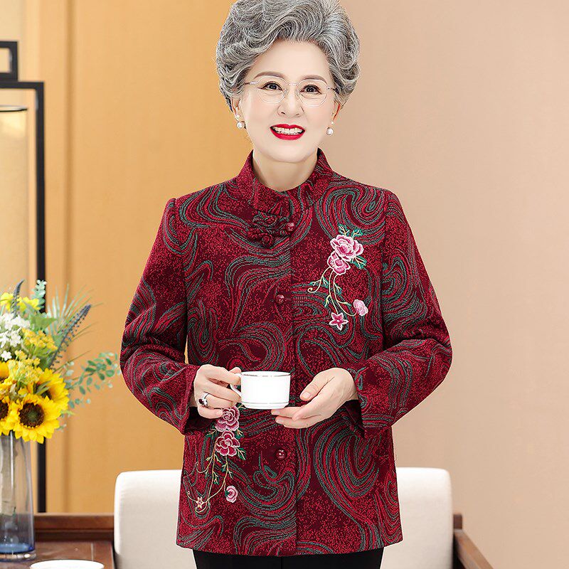 中老年女装秋装奶奶装大码外套妈妈装休闲上衣老太太6070岁80春装