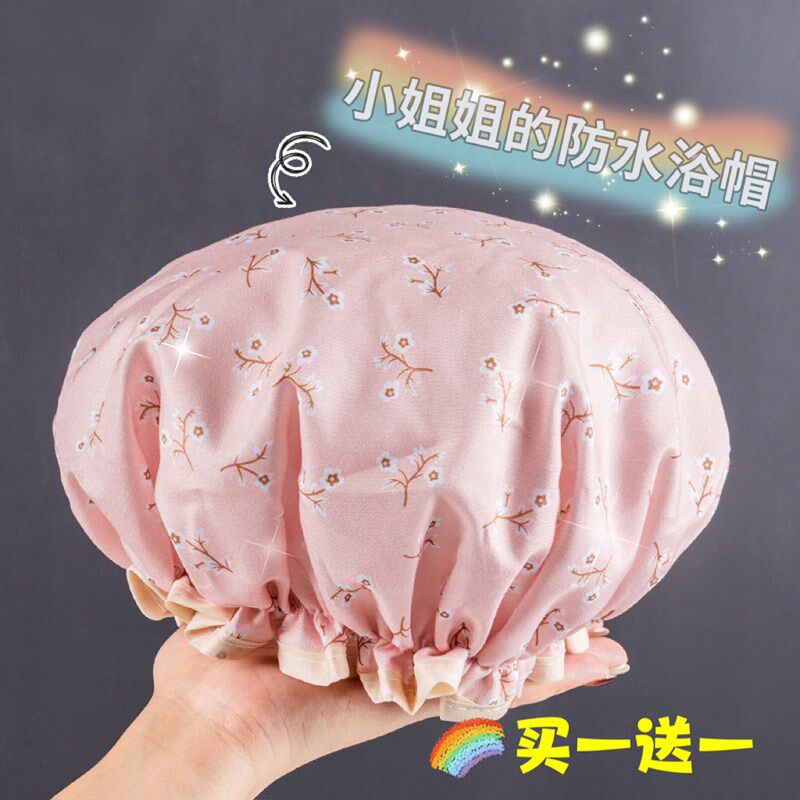 双层浴帽女防水洗澡家用防油烟头套女童干发膜专用沐浴帽2025新款
