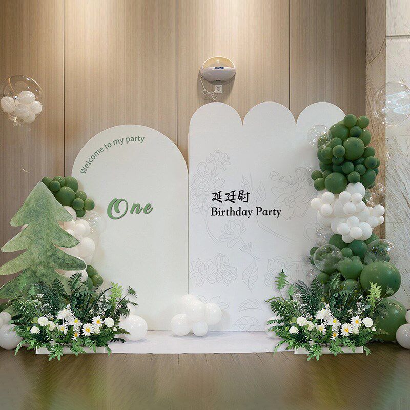 兔宝宝周岁生日布置家庭版装饰简单满月百天韩森系定制背景墙kt板