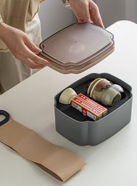 玻璃旅行茶具一壶四杯带茶盘便携泡茶器快客杯伴手礼年会掼蛋套装