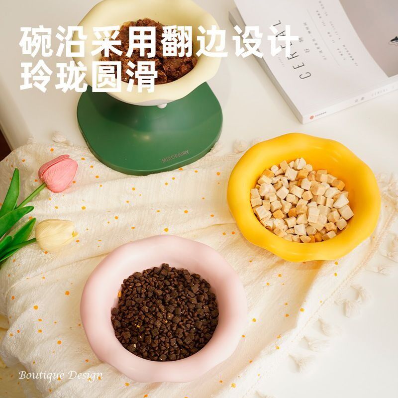 可升降陶瓷猫碗猫咪喂食碗狗碗可倾斜超大宠物食具猫可升降猫水碗