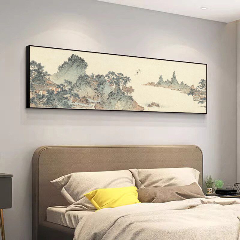 清代溥儒水墨楼阁风景国画客厅挂画沙发背景墙装饰画卧室床头壁画