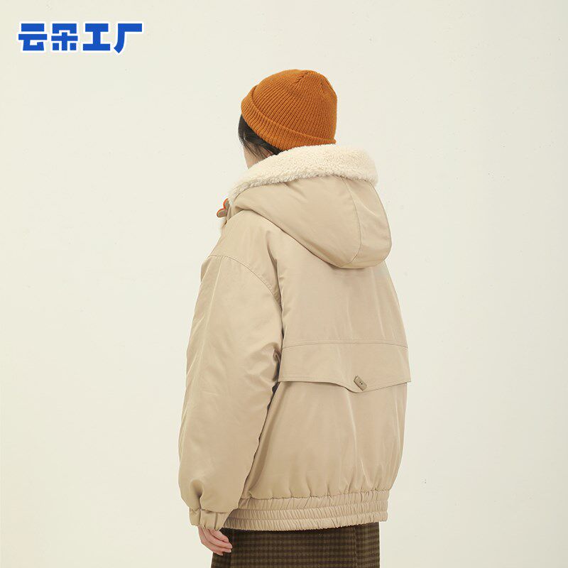 云朵工厂小雪人兔子造型围巾棉服秋冬季保暖棉衣女款外套自带围巾