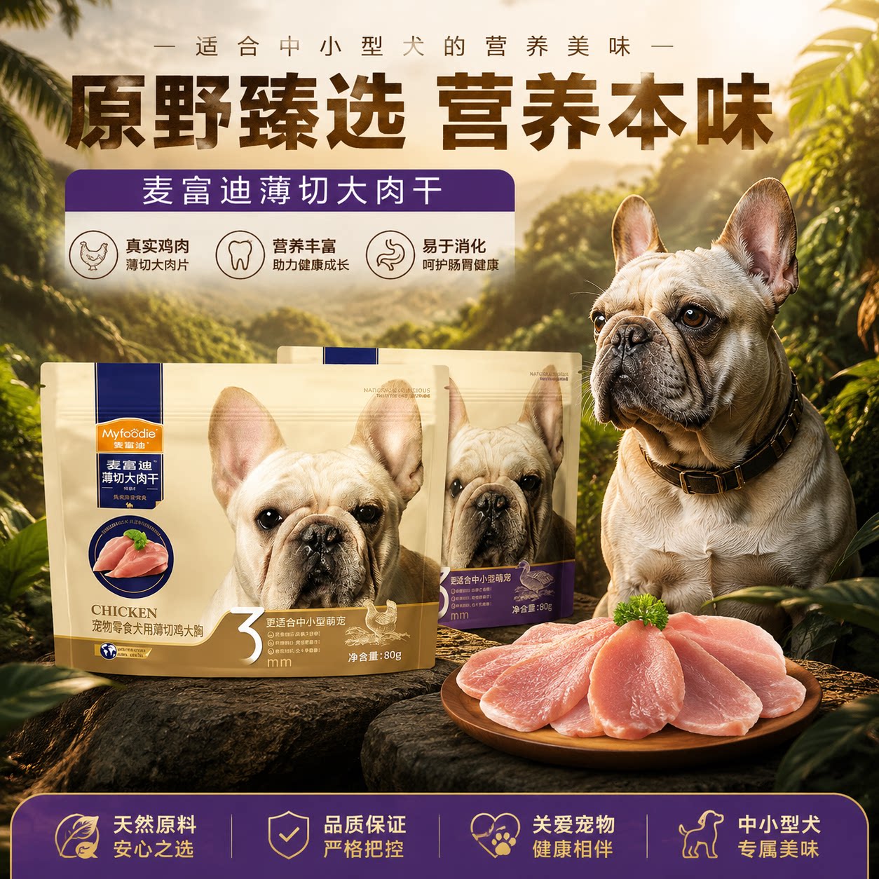 3包装 麦富迪原切鸭肉干薄切鸡肉干小型犬磨牙训练奖励狗狗零食图片