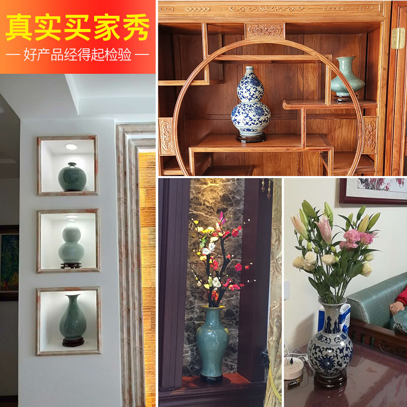 景德镇陶瓷花瓶摆件中式仿古官窑家居装饰品客厅插花器工艺品瓶子