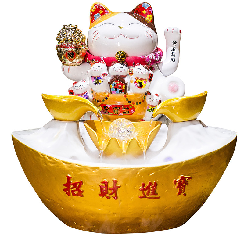 招财猫摆件自动招手送人店铺收银台二维码陶瓷摇手发财猫开业礼品