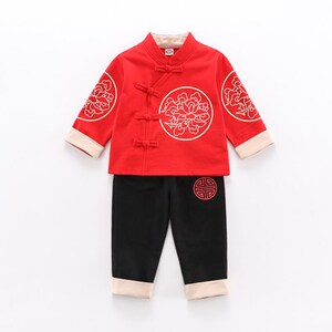 儿童汉服春秋款套装宝宝一周岁生日抓周服小孩百日宴礼服男童唐装
