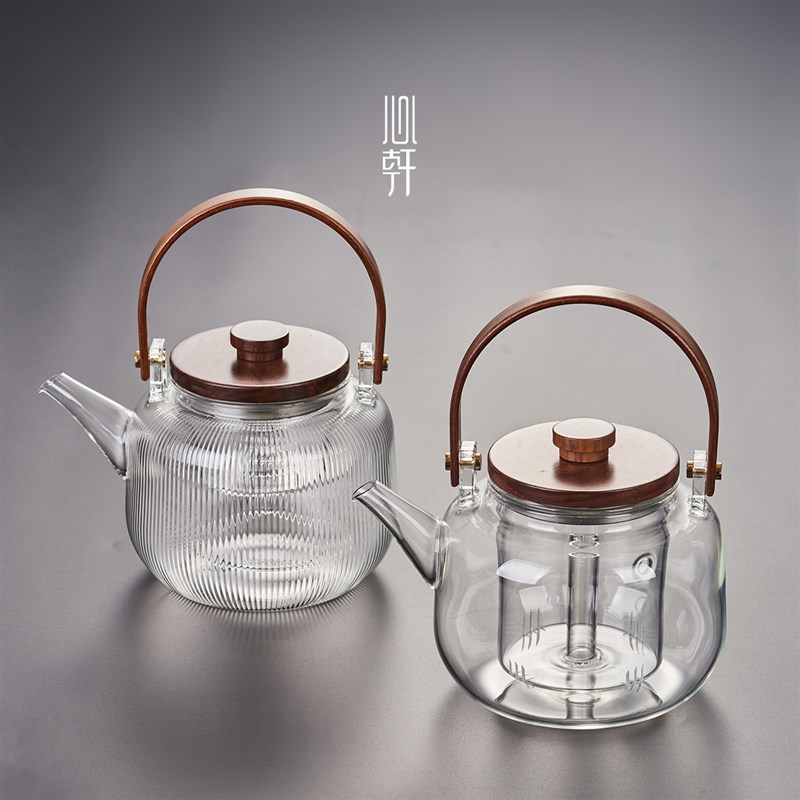 圣裔堂 耐热玻璃蒸煮茶壶电陶炉煮茶器木盖提梁壶家用烧水壶套装