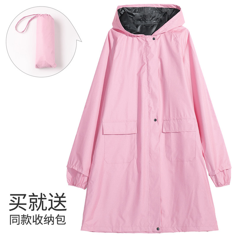 日韩时尚轻薄风衣式雨衣小清新透气黑胶防晒成人男女连体长款外套