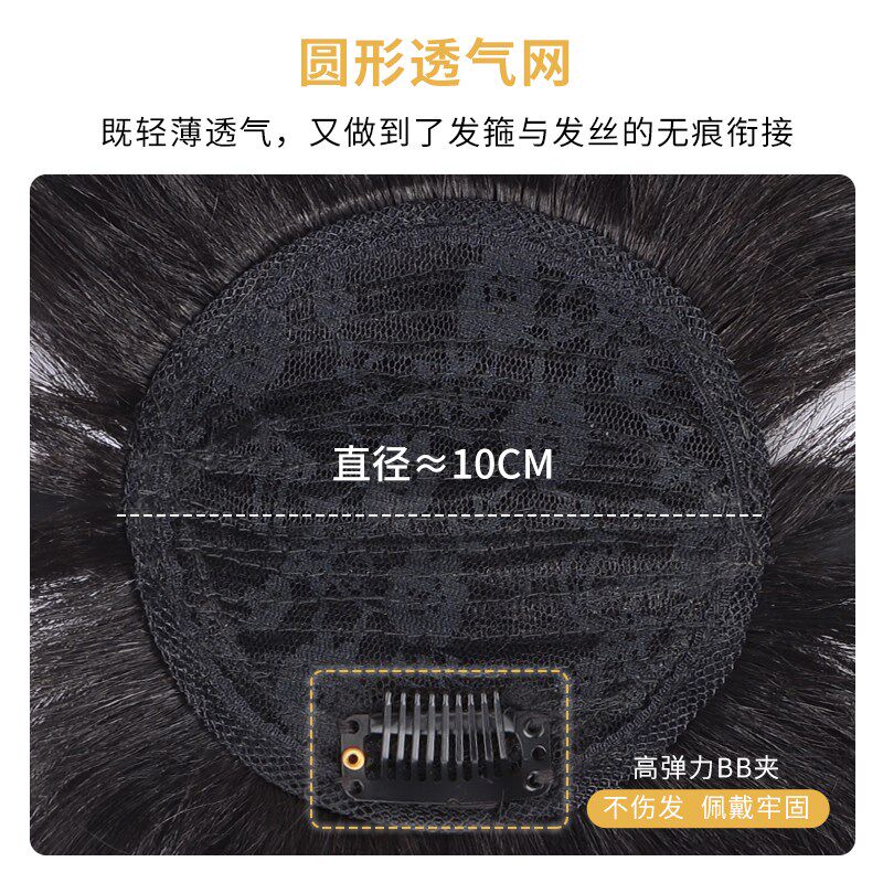 珍发丝刘海假发女遮白发蓬松增发量自然前额发箍刘海一体真发发片