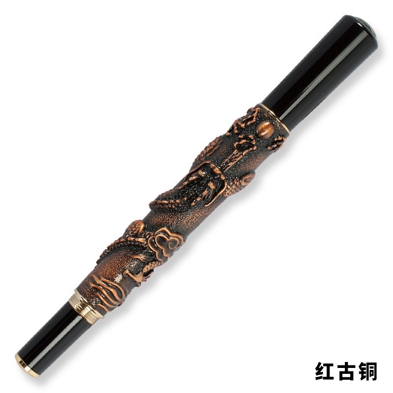 金豪东方神龙套装礼品钢笔签字笔美工笔螺旋笔帽无笔夹浇筑工艺笔