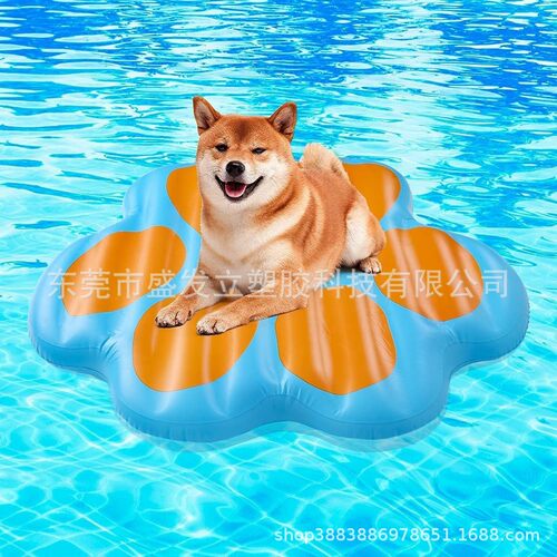 厂家供应PVC充气加厚宠物浮排 猫狗水上浮床狗爪子浮漂板泳圈