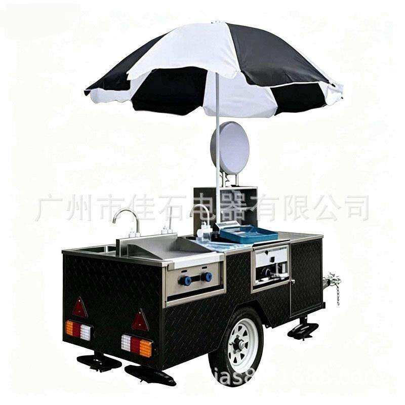 厂家新款 多功能热狗摆摊车 110V Hot Dog Cart 户外小吃扒炉车