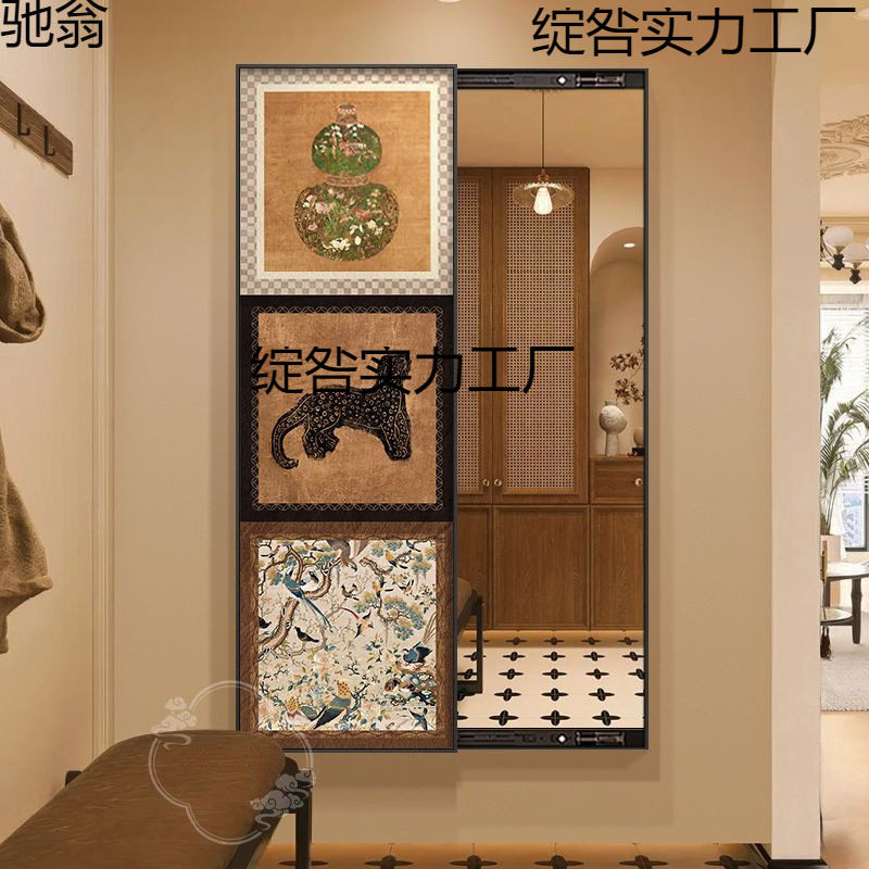 中古风隐形推拉全身镜装饰画图片
