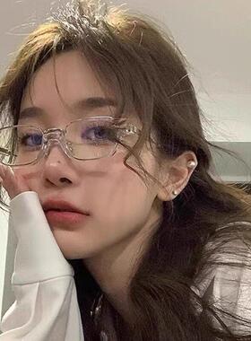 小众设计透明半框眼镜框镜架女款素颜神器小框装饰近视镜可配近视