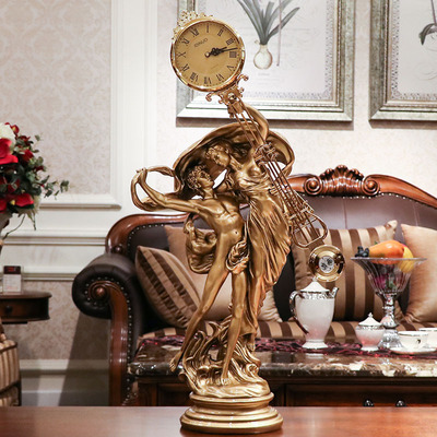 欧式座钟客厅艺术摆钟立式落地钟表摆件创意时尚轻奢造型台式摇摆