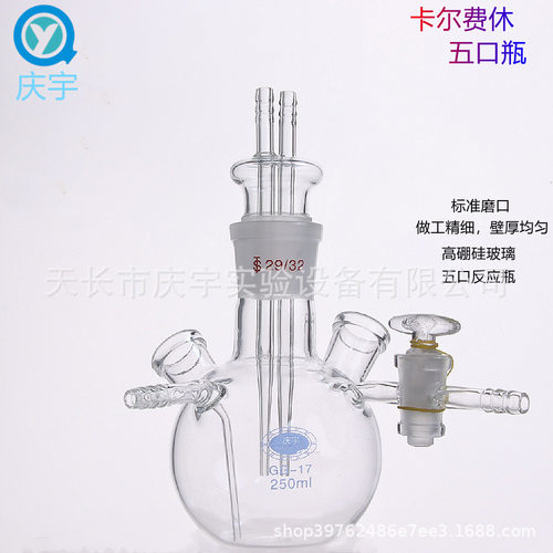 KF-1卡尔费休水分测定仪五口瓶250ml 水分测定瓶五口反应瓶可开票