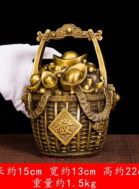 招财纯铜一桶金摆件聚宝盆存钱罐元宝如意招财镇宅家居装饰品摆件