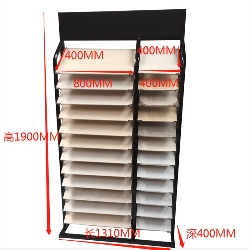 现代简约一边400*800一边400*400地砖展示架竹木纤维墙板展架陈列