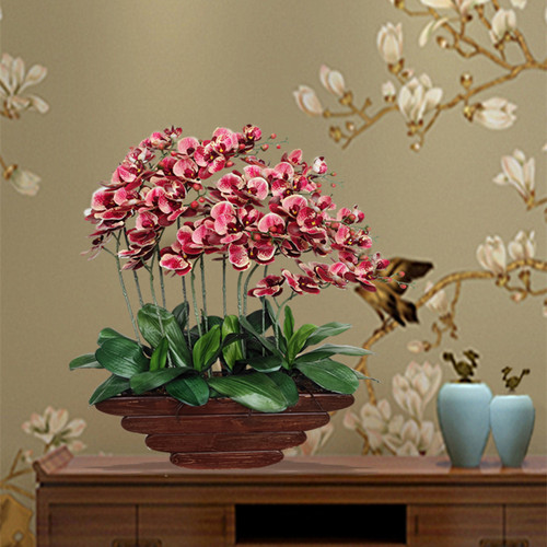 和家手感蝴蝶兰假花仿真花摆件客厅玄关装饰花塑料花l新家礼品