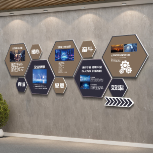 公司进门前台形象背景墙装饰贴挂画企业文化墙办公室氛围布置设计