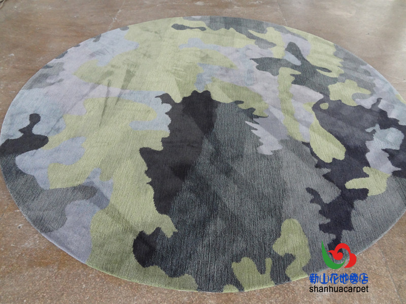 新中式抽象水墨画圆形手工羊毛客厅茶几沙发地毯餐厅书桌卧室大厅